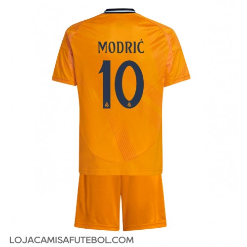 Camisa de Futebol Real Madrid Luka Modric #10 Equipamento Secundário Infantil 2024-25 Manga Curta (+ Calças curtas)